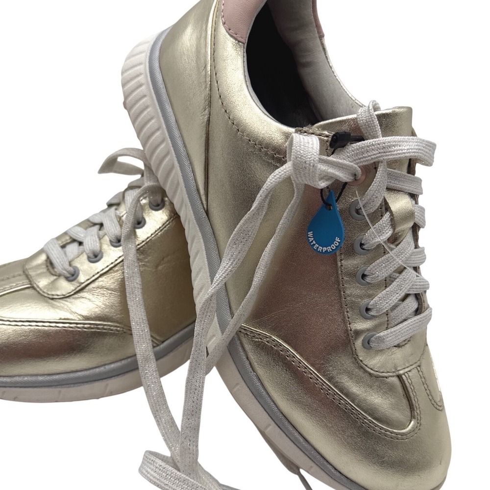 Johnston & Murphy XC4 Shoes Womens 6 golf Gold‎ Metallic Waterproof Sneakers NWT